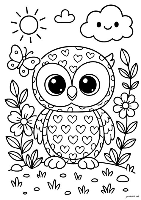 Spring Owl Coloring Pages