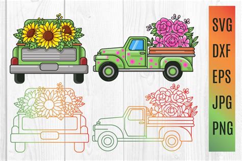 Download Spring Truck with Flowers Sublimation Files