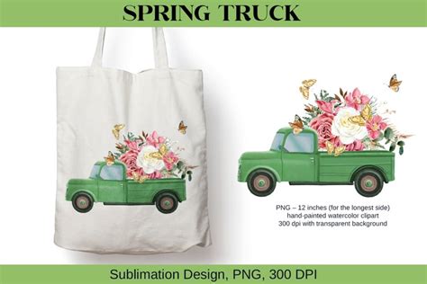 Download Spring Truck with Flowers Sublimation Files DXF Files