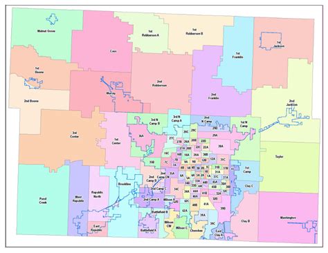 Springfield Missouri Zip Code Wall Map (Red Line Style) by MarketMAPS