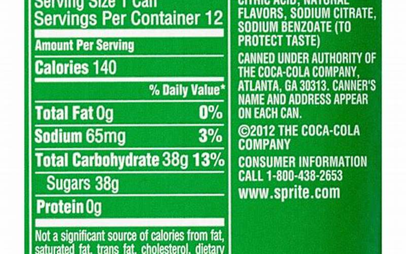 Sprite Nutrition Facts