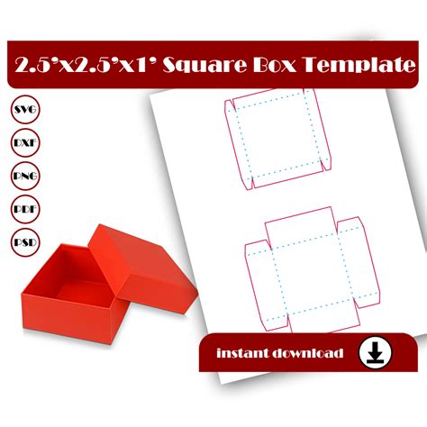 Square Box Template 2.5 Inch, Cube Box