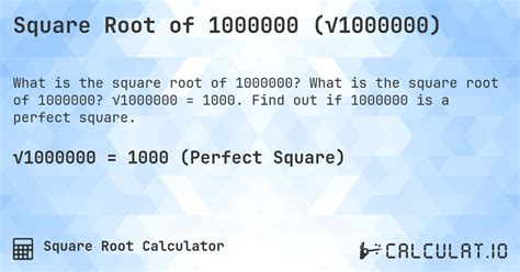 Square Root Of 1000000