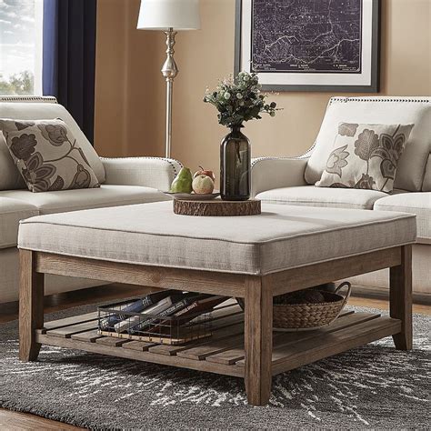 Large Square Upholstered Coffee Table at 1stdibs