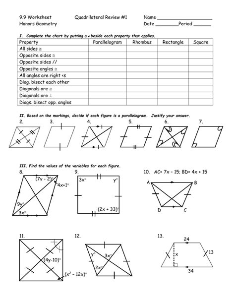 Squares And Rhombi Worksheet Answers