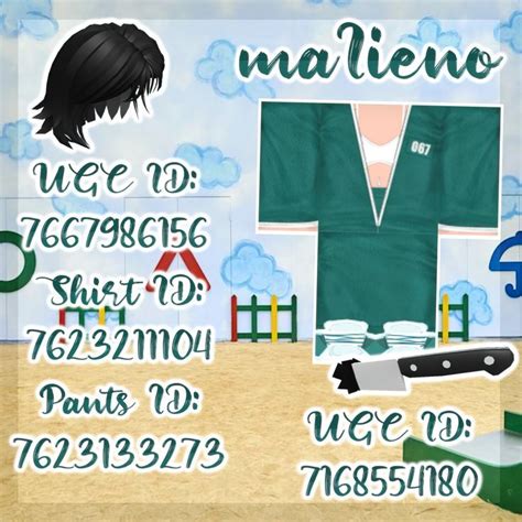 Squid Game Themed Roblox Outfit with matching hats and 