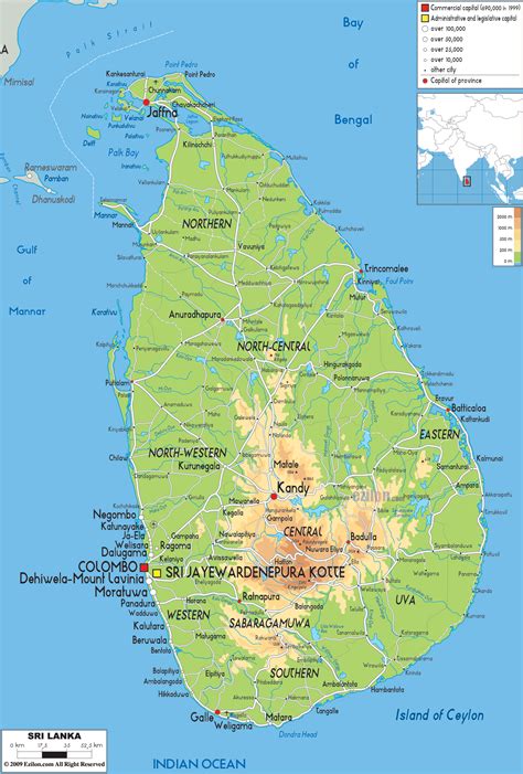 Physical Map of Sri Lanka