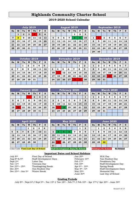 St Vincent Academic Calendar