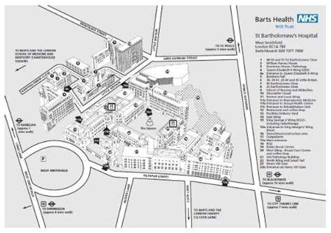 St Barts Hospital London Map Tourist Map Of English