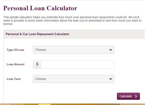 St George Personal Loan Calculator