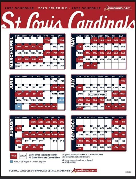 St Louis Cardinals Printable Schedule 2023