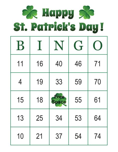 St Patricks Day Bingo Cards Printable Free