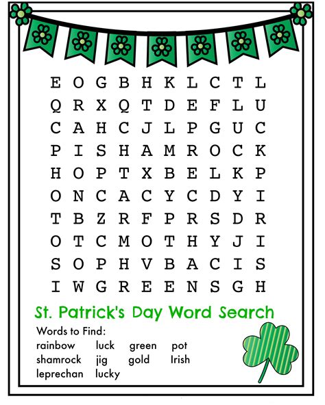 St Patricks Day Free Printable Word Search