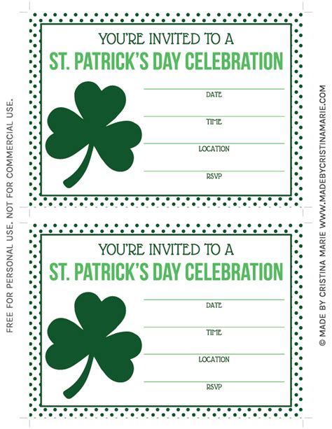 St Patricks Day Invitation Template Free