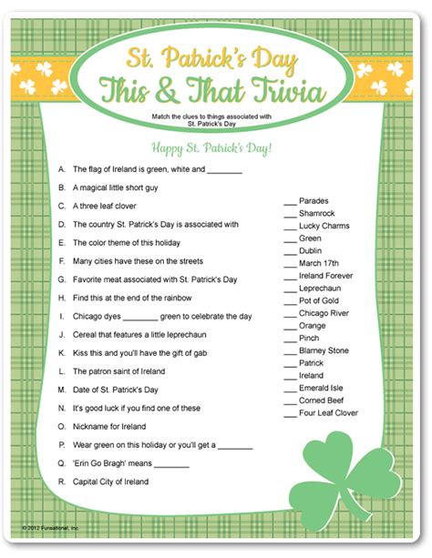 St Patricks Day Trivia Questions And Answers Printable