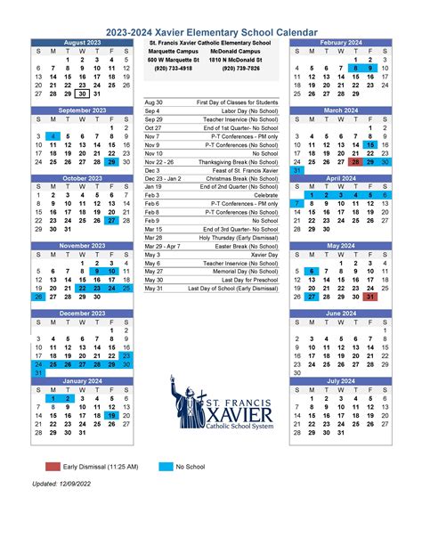St Xavier Academic Calendar