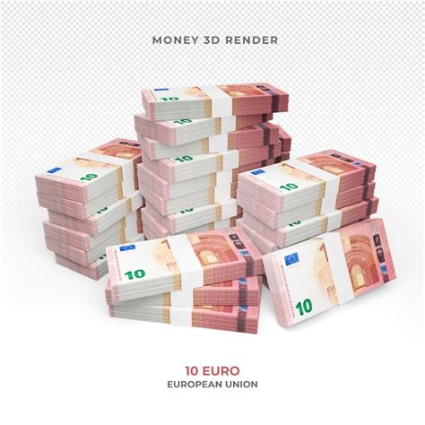 Stack Of  Euro Banknotes 3D PNG