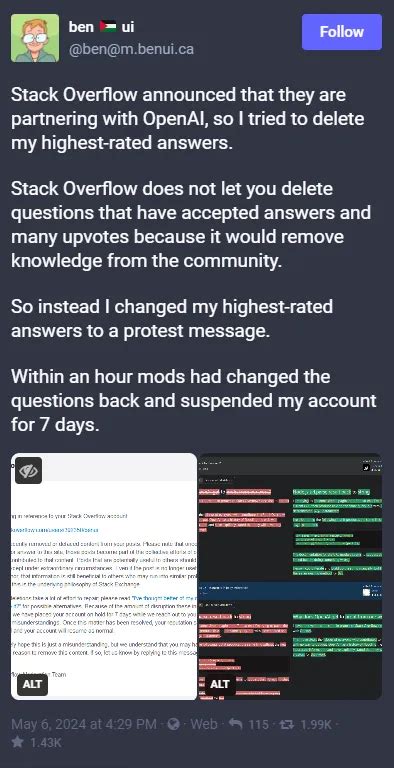 Stack Overflow user protests