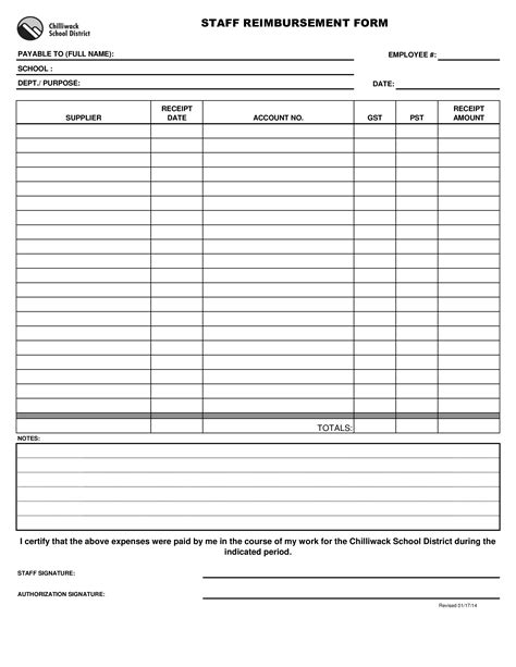 Employee Expense Reimbursement Form Template And Business Credit in
