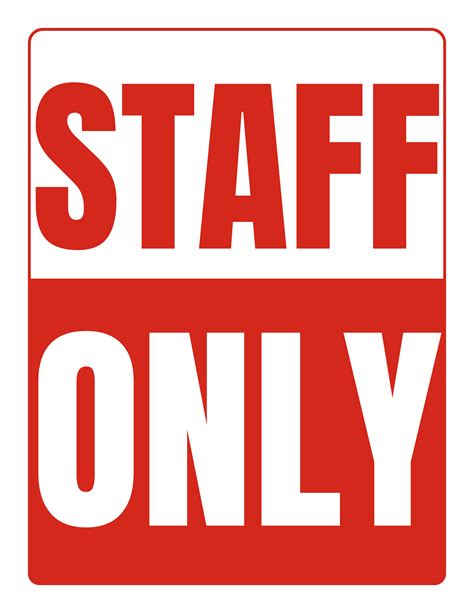 Staff Only Signs Free Printable