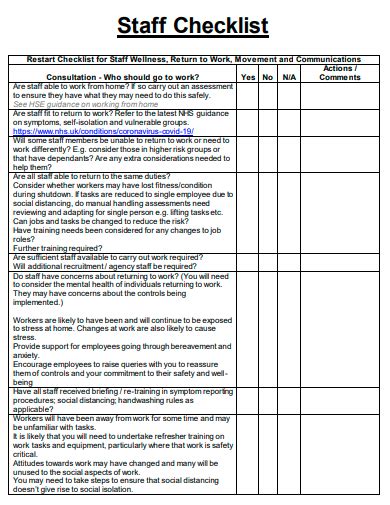 Staff Qualification Checklist