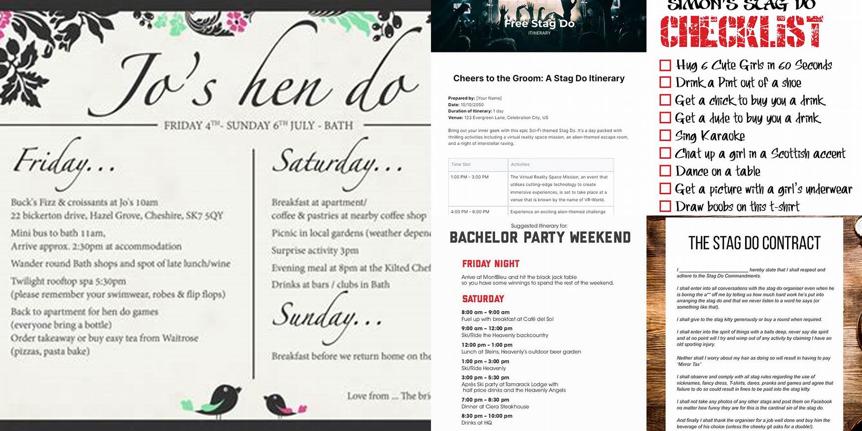 Stag Do Itinerary Template