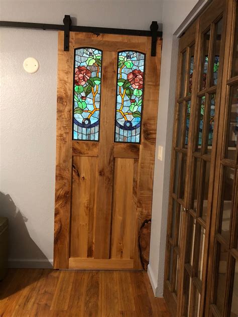 Craftsman style barn door with stained glass Home, Decor, Home decor