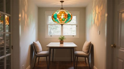 A beautiful stained glass dining room light fixture