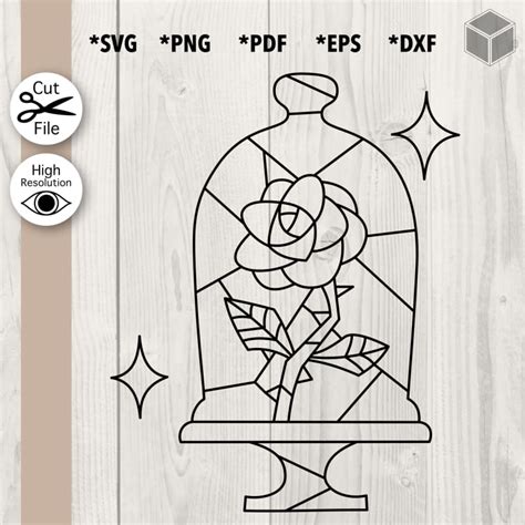 Download Stained Glass Rose Outline SVG File - SVG Design Files