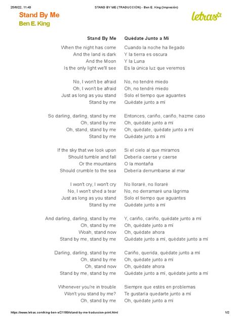 Stand By Me Paroles Traduction