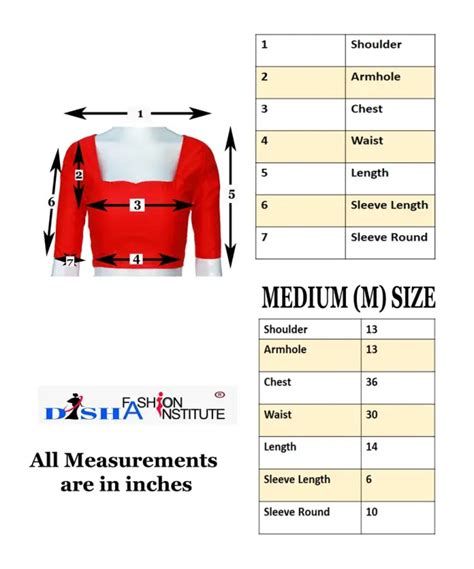 Standard Blouse Measurement Chart