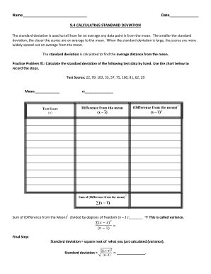 Standard Deviation Worksheet With Answers Pdf 2020-2022 - Fill and Sign