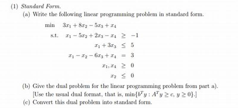 Standard Form Of A Linear Programming Problem