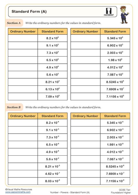 Standard Form Worksheet With Answers