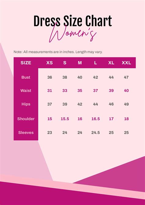 Standard Ladies Size Chart