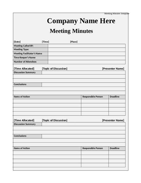 2023 Meeting Minutes Template Fillable, Printable PDF & Forms Handypdf