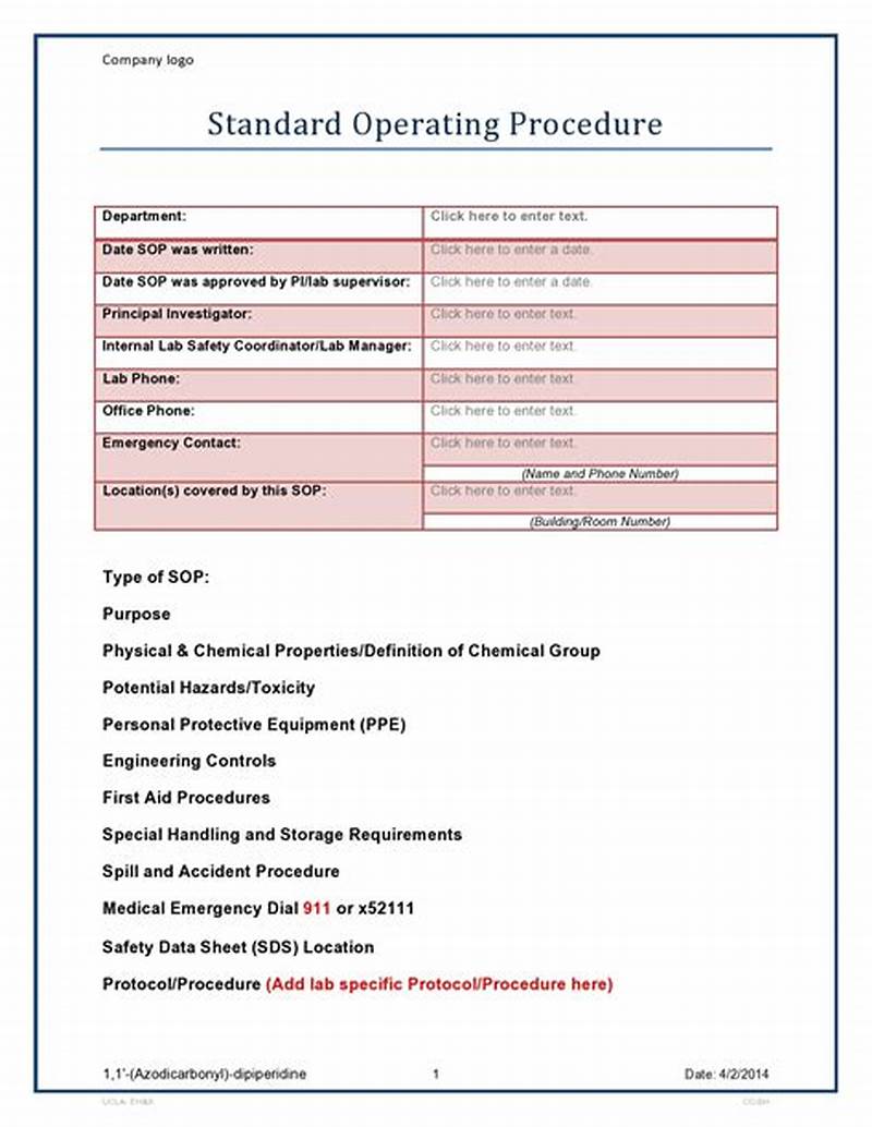 Standard Operating Procedures Templates