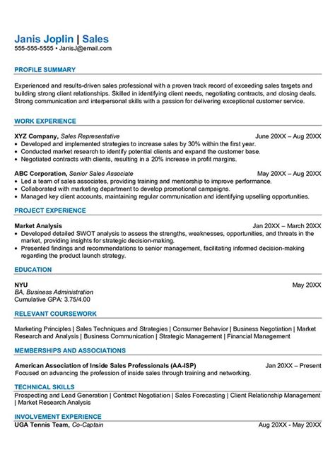 Standard Resume Sample