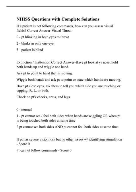 Standardized Approach to Neurological Evaluation: NIHSS Questions