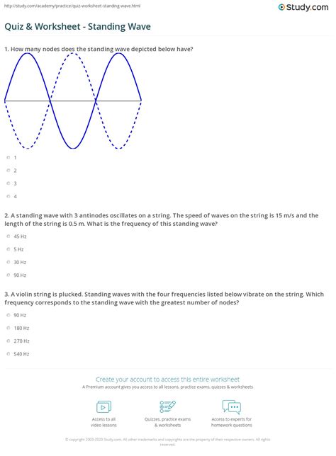 Standing Waves Worksheet Answers