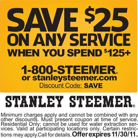 Stanley Steemer Printable Coupon