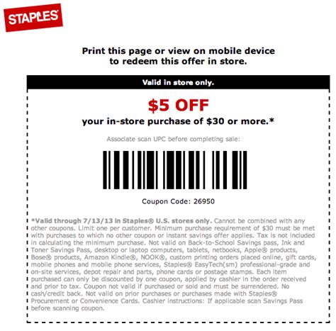 Staples Coupons Codes 30 Off Printable
