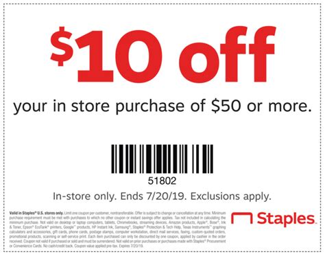 Staples in store printing coupon