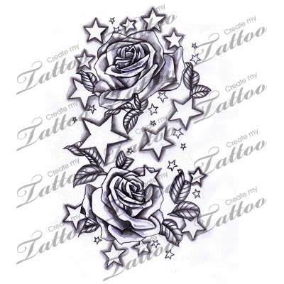 Traditional rose and stars Star tattoos