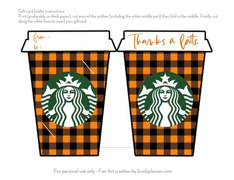 Starbucks Gift Card Holder Printable