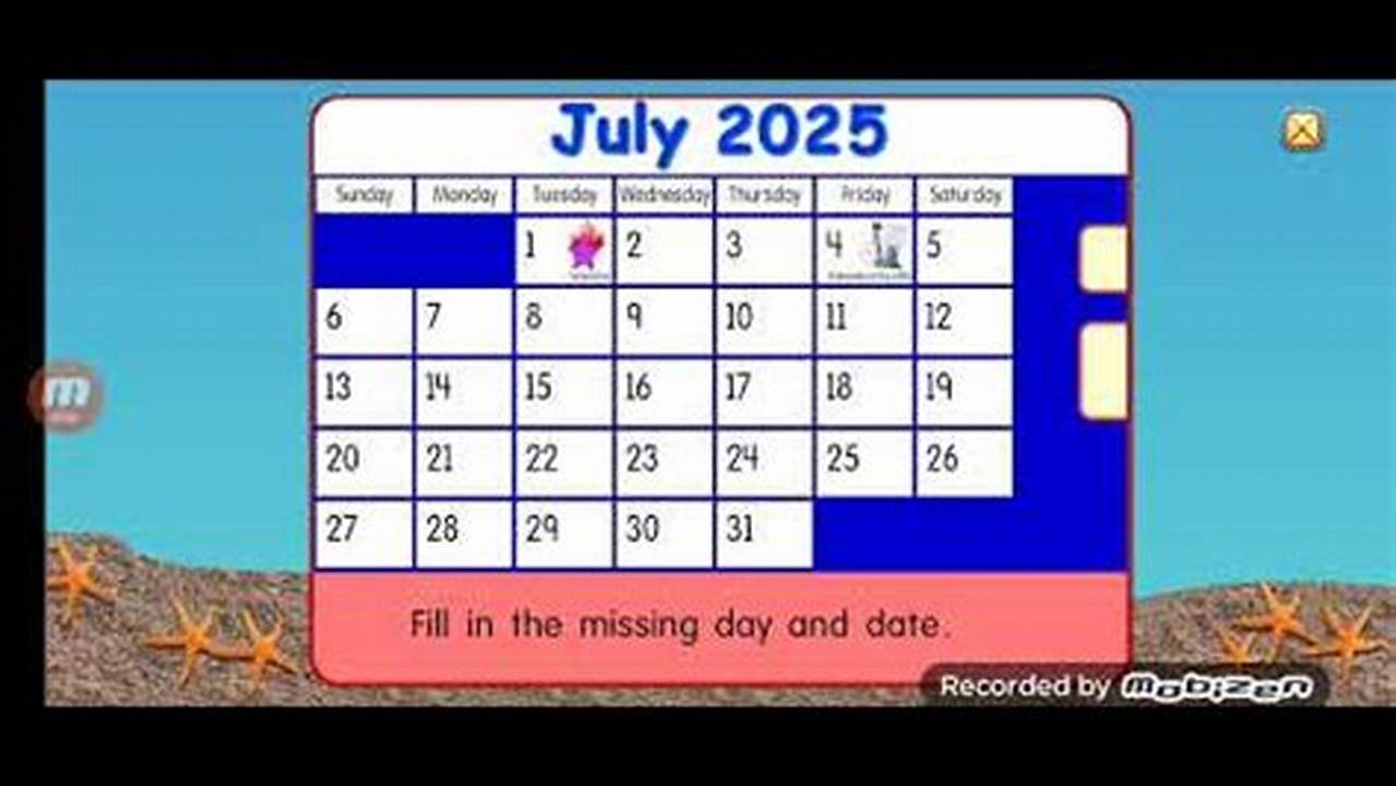 Starfall Calendar July 2025