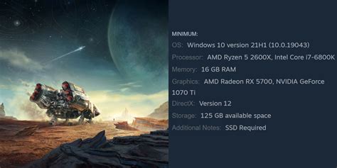Starfield minimum PC specs