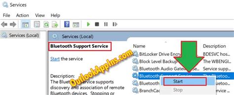 Start Bluetooth Support Service