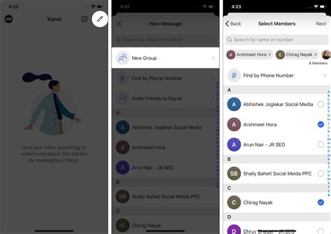 Start an encrypted group chat in Signal iOS app