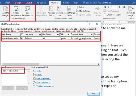 Start to create mail-merge-send envelope in Microsoft word 2016